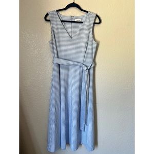 Calvin Klein Blue and White gingham mid length dress